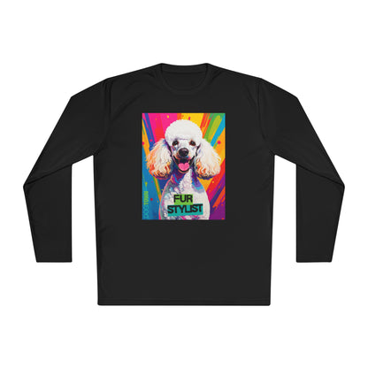 Dogtown Fur Stylist Groomer Long Sleeve Shirt (Colorful with White Poodle)