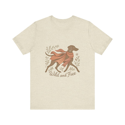 Dogtown Boho Revival "Wild and Free" Unisex Jersey Short Sleeve Tee (Weimaraner)