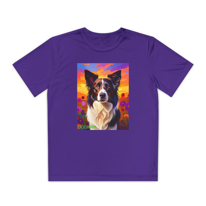 Pup Art Canvas - Kid's Sport Short Sleeve Tee (Border Collie)