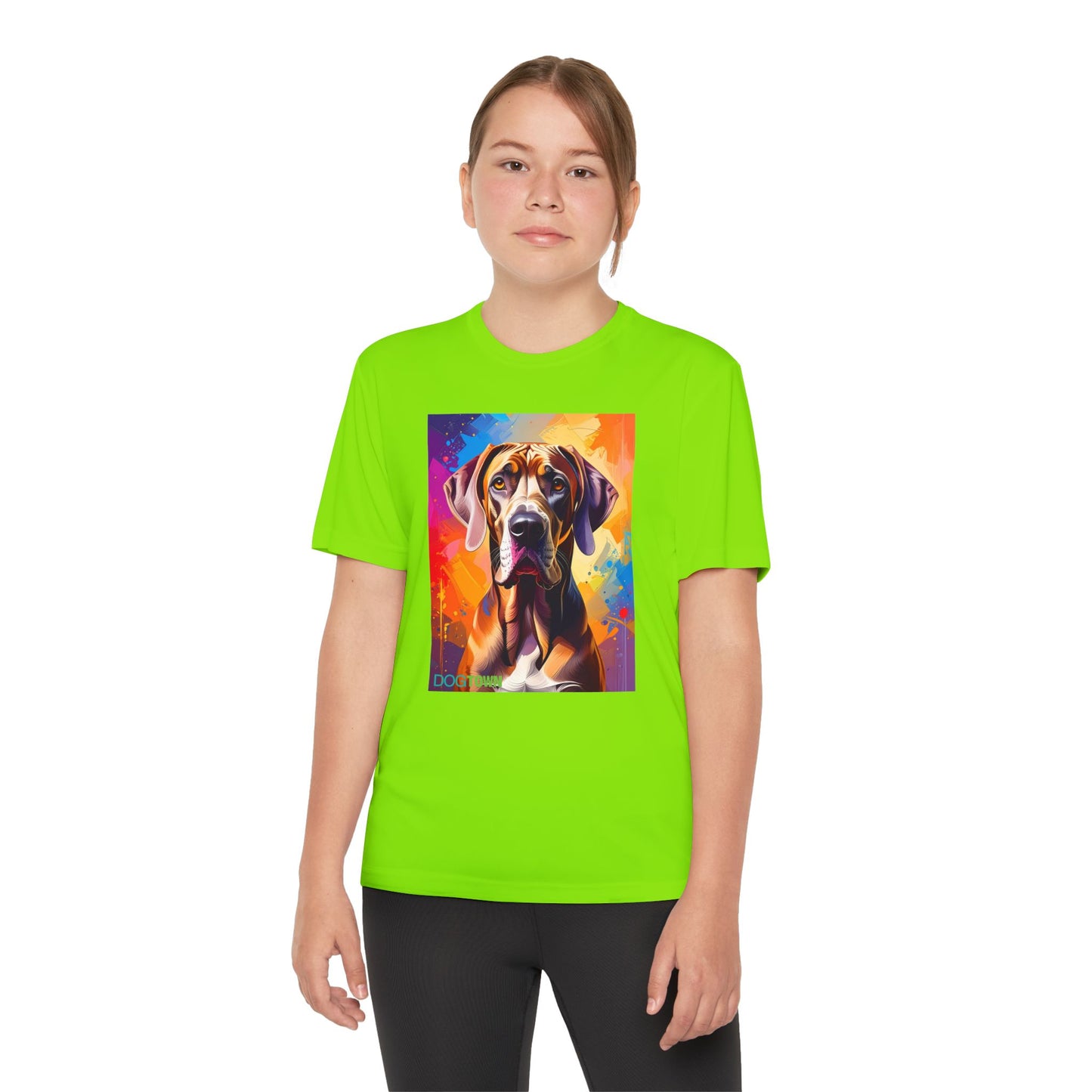 Pup Art Canvas - Kid's Sport Short Sleeve Tee (Great Dane)