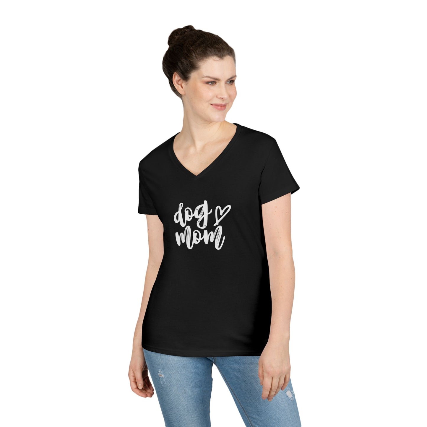 Dog Mom V-Neck T-Shirt, Cute Pet Lover Gift, Dog Lover Tee, Canine Mom Shirt, Casual Dog Apparel