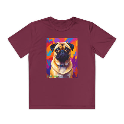 Pup Art Canvas - Kid's Sport Short Sleeve Tee (Pug)