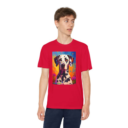 Pup Art Canvas - Kid's Sport Short Sleeve Tee (Dalmatian)