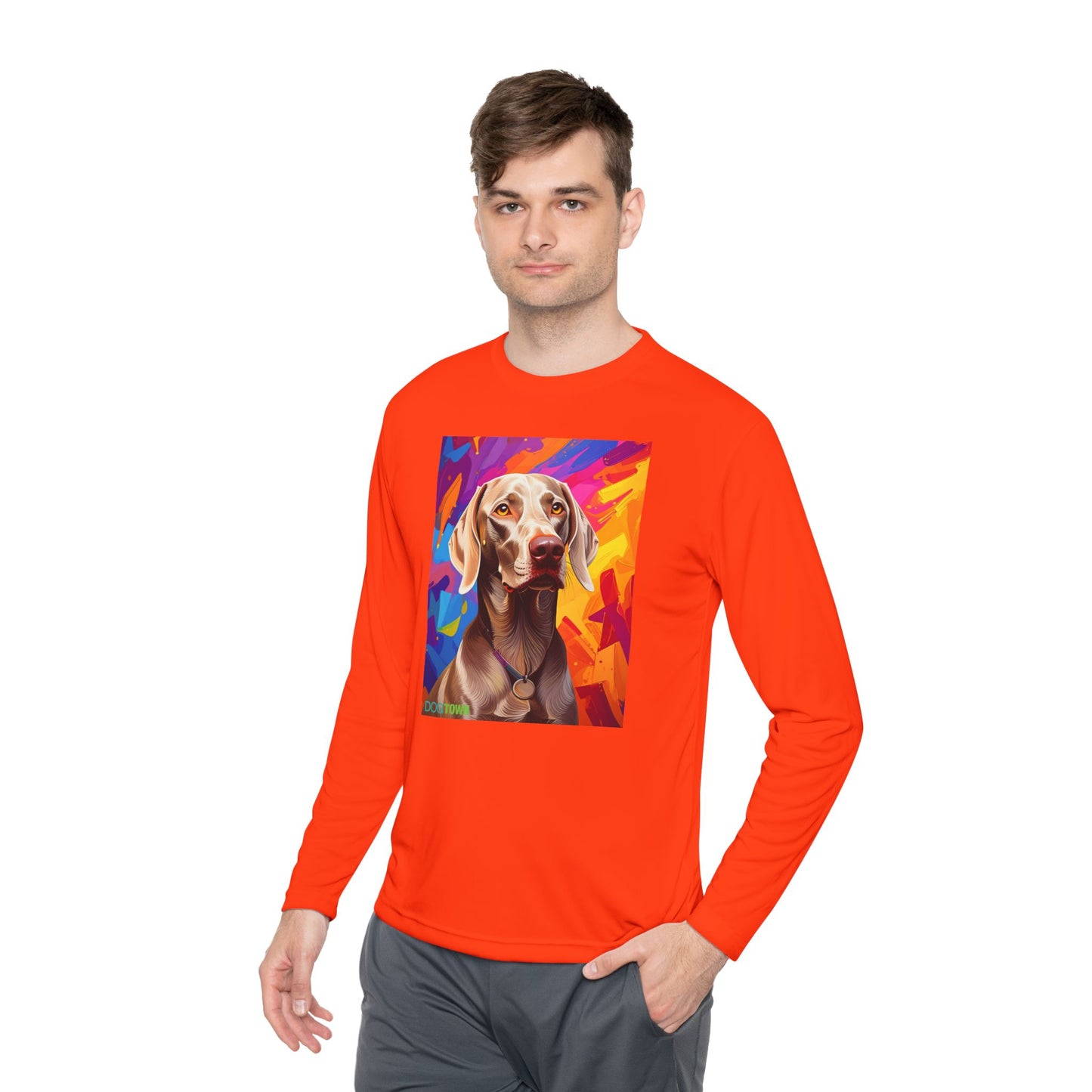 Pup Art Canvas Sport Long Sleeve Tee (Weimaraner)