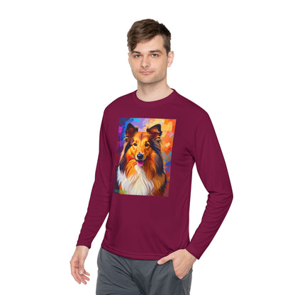 Pup Art Canvas Sport Long Sleeve Tee (Sheltie)