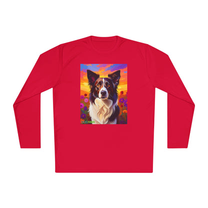 Pup Art Canvas Sport Long Sleeve Tee (Border Collie)