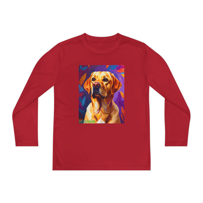 Pup Art Canvas - Kid's Sport Long Sleeve Tee (Yellow Lab)