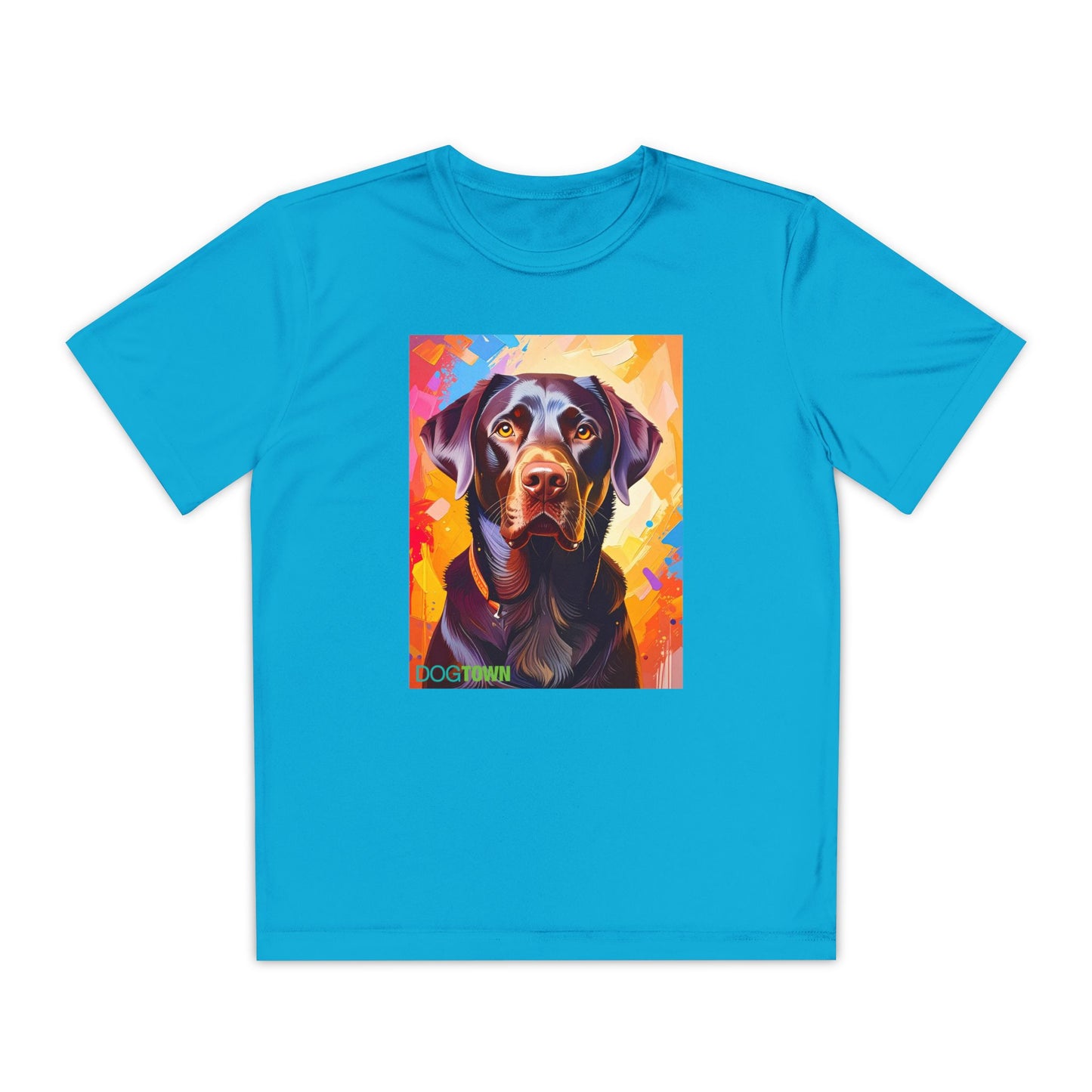 Pup Art Canvas - Kid's Sport Short Sleeve Tee (Chocolate Lab)