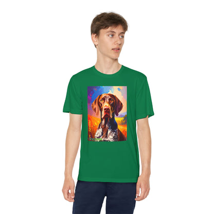 Pup Art Canvas - Kid's Sport Short Sleeve Tee (German Shorthaired Pointer)