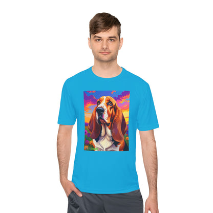 Pup Art Canvas Unisex Moisture Wicking Tee (Basset Hound)