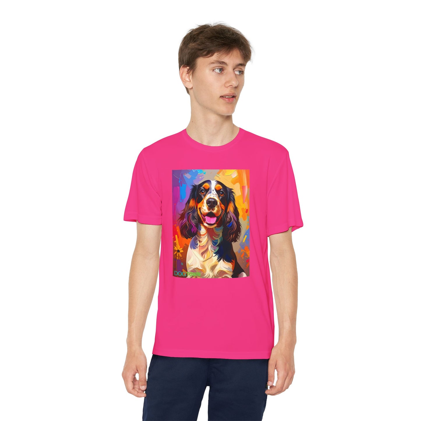 Pup Art Canvas - Kid's Sport Short Sleeve Tee (English Springer Spaniel)