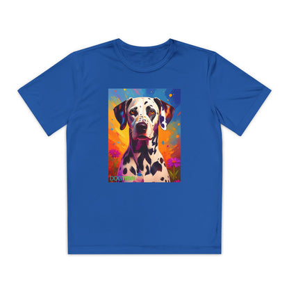 Pup Art Canvas - Kid's Sport Short Sleeve Tee (Dalmatian)
