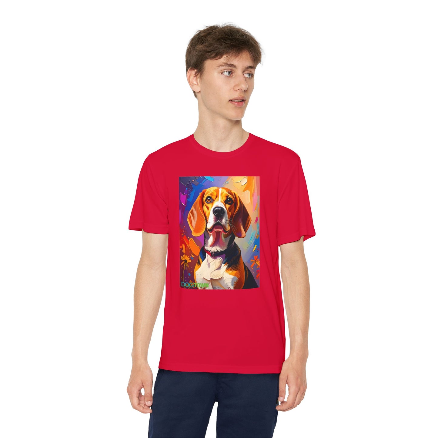 Pup Art Canvas - Kid's Sport Short Sleeve Tee (Beagle)