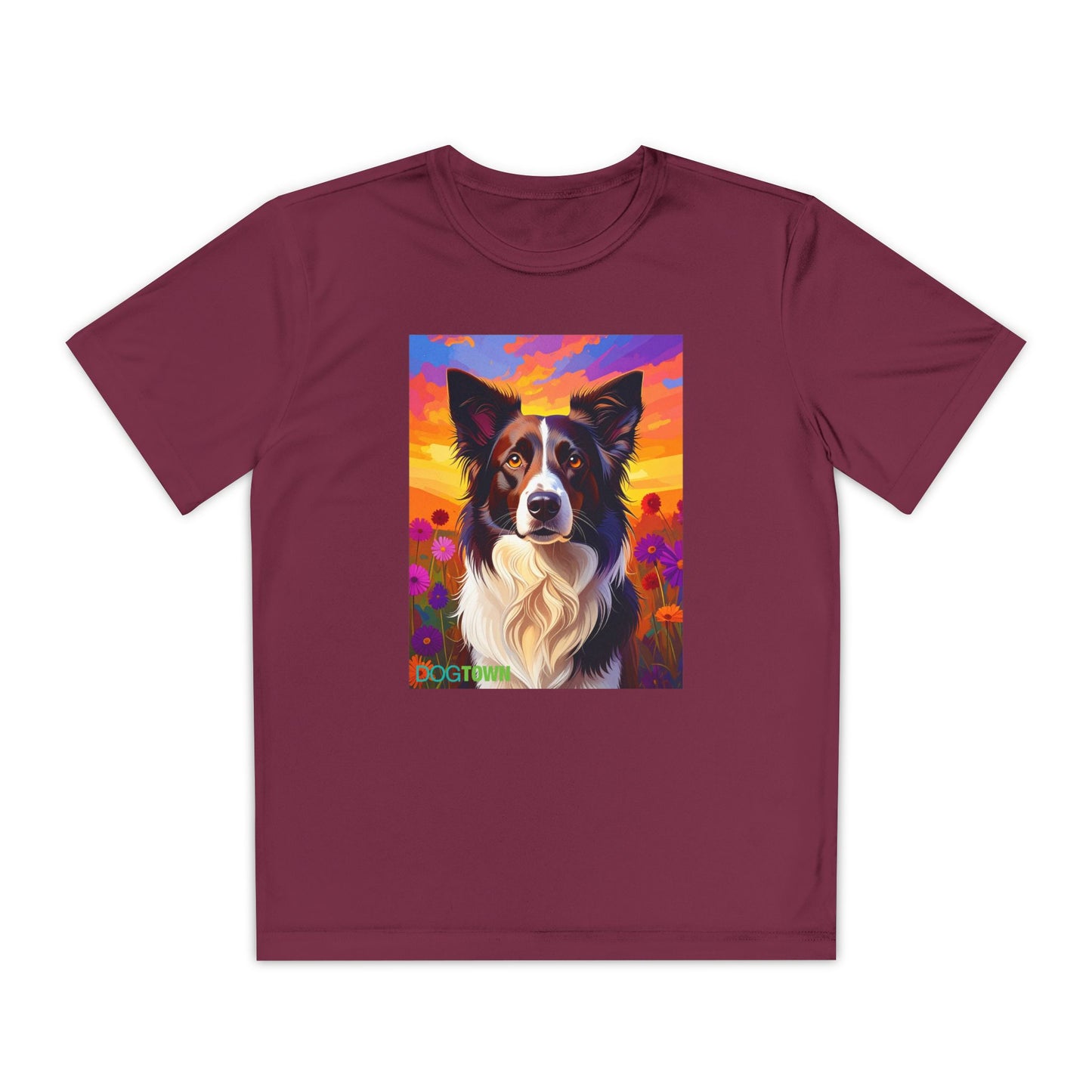 Pup Art Canvas - Kid's Sport Short Sleeve Tee (Border Collie)