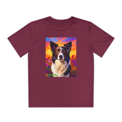Pup Art Canvas - Kid's Sport Short Sleeve Tee (Border Collie)