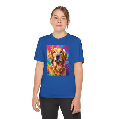 Pup Art Canvas - Kid's Sport Short Sleeve Tee (Golden Retriever)