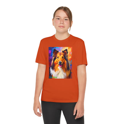 Pup Art Canvas - Kid's Sport Short Sleeve Tee (Sheltie - Shetland Sheepdog)