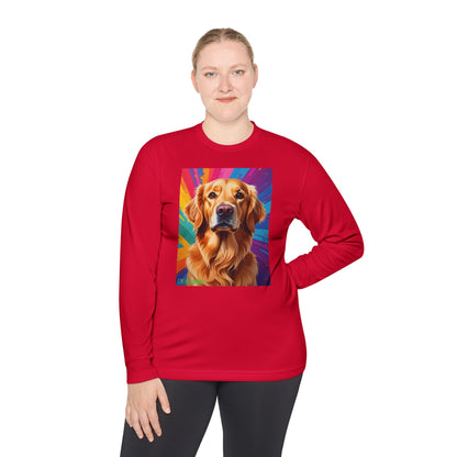Pup Art Canvas Sport Long Sleeve Tee (Golden Retriever)