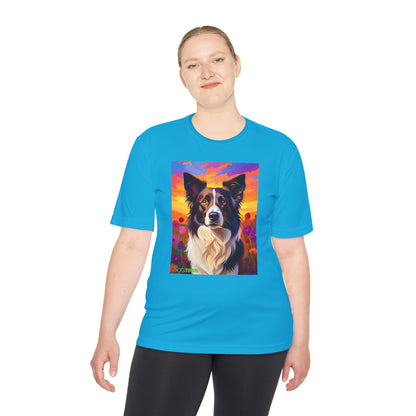 Pup Art Canvas Unisex Moisture Wicking Tee (Border Collie)