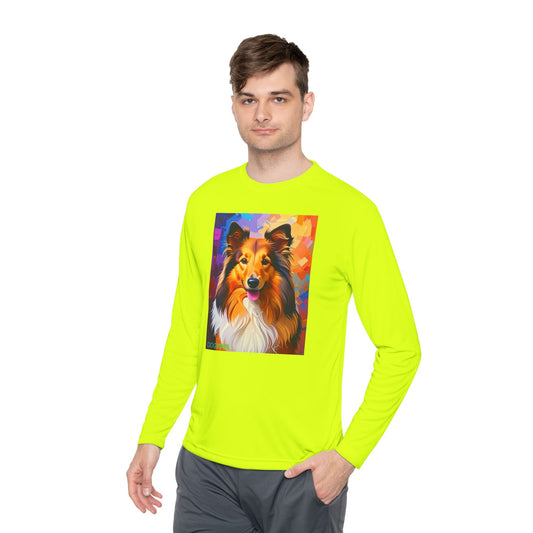 Pup Art Canvas Sport Long Sleeve Tee (Sheltie)