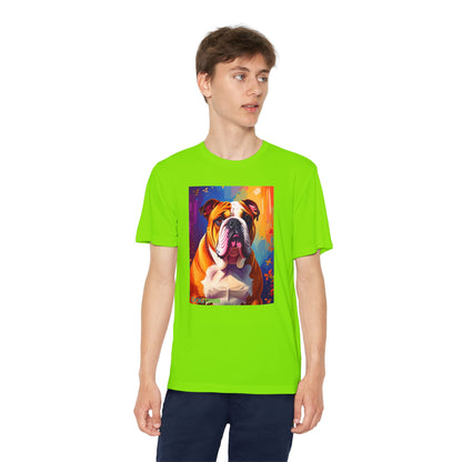 Pup Art Canvas - Kid's Sport Short Sleeve Tee (English Bulldog)