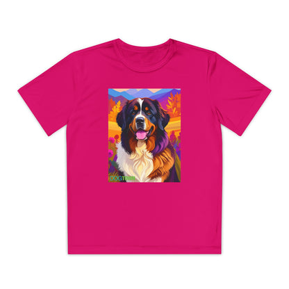 Pup Art Canvas - Kid's Sport Short Sleeve Tee (Bernese Mountain Dog)