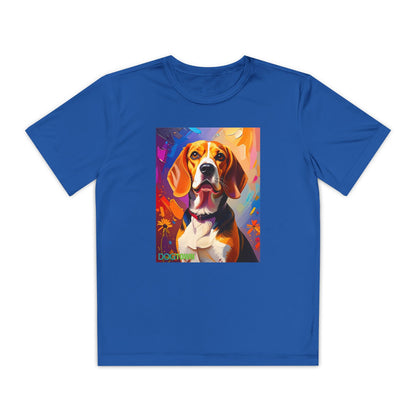 Pup Art Canvas - Kid's Sport Short Sleeve Tee (Beagle)