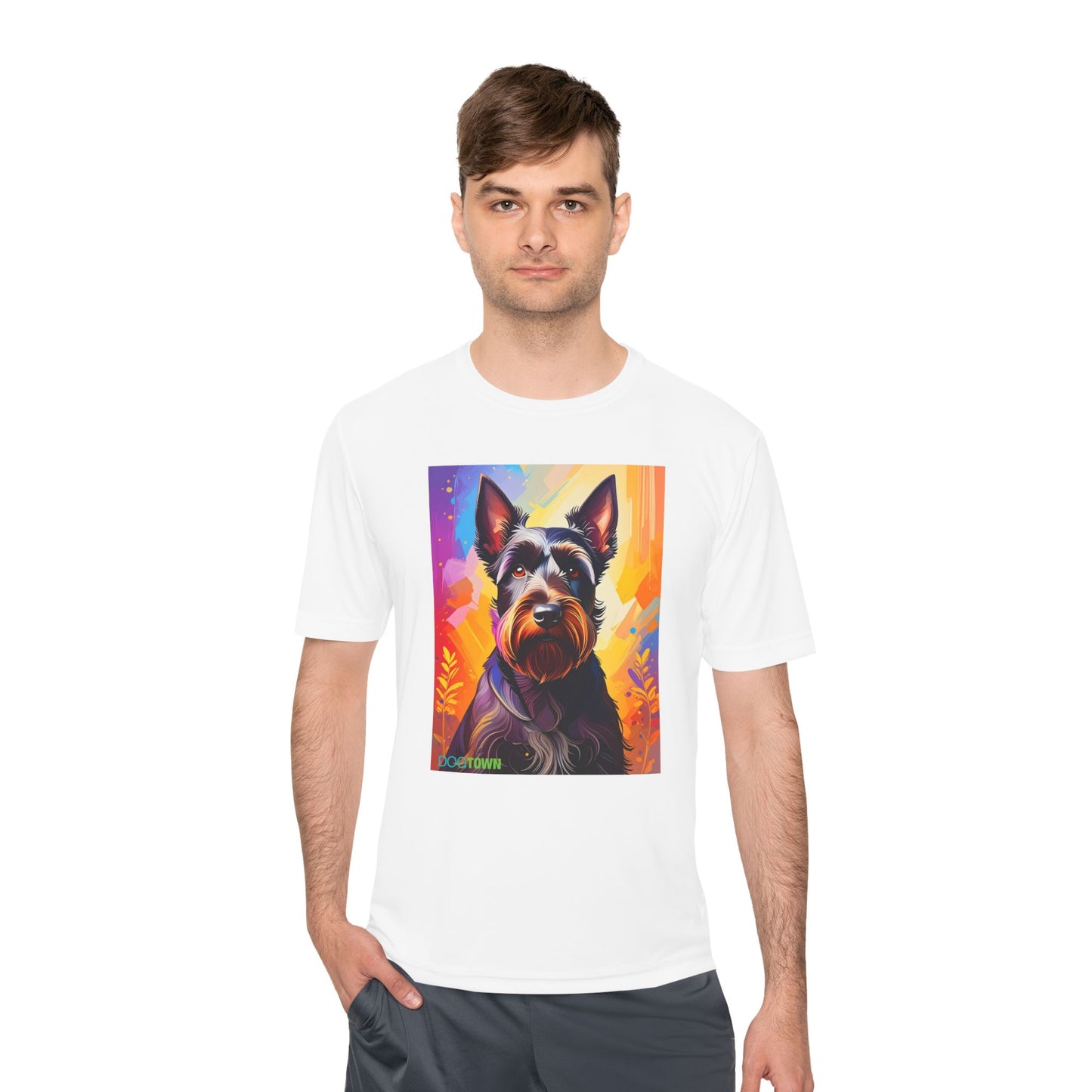 Pup Art Canvas Unisex Moisture Wicking Tee (Scottish Terrier)