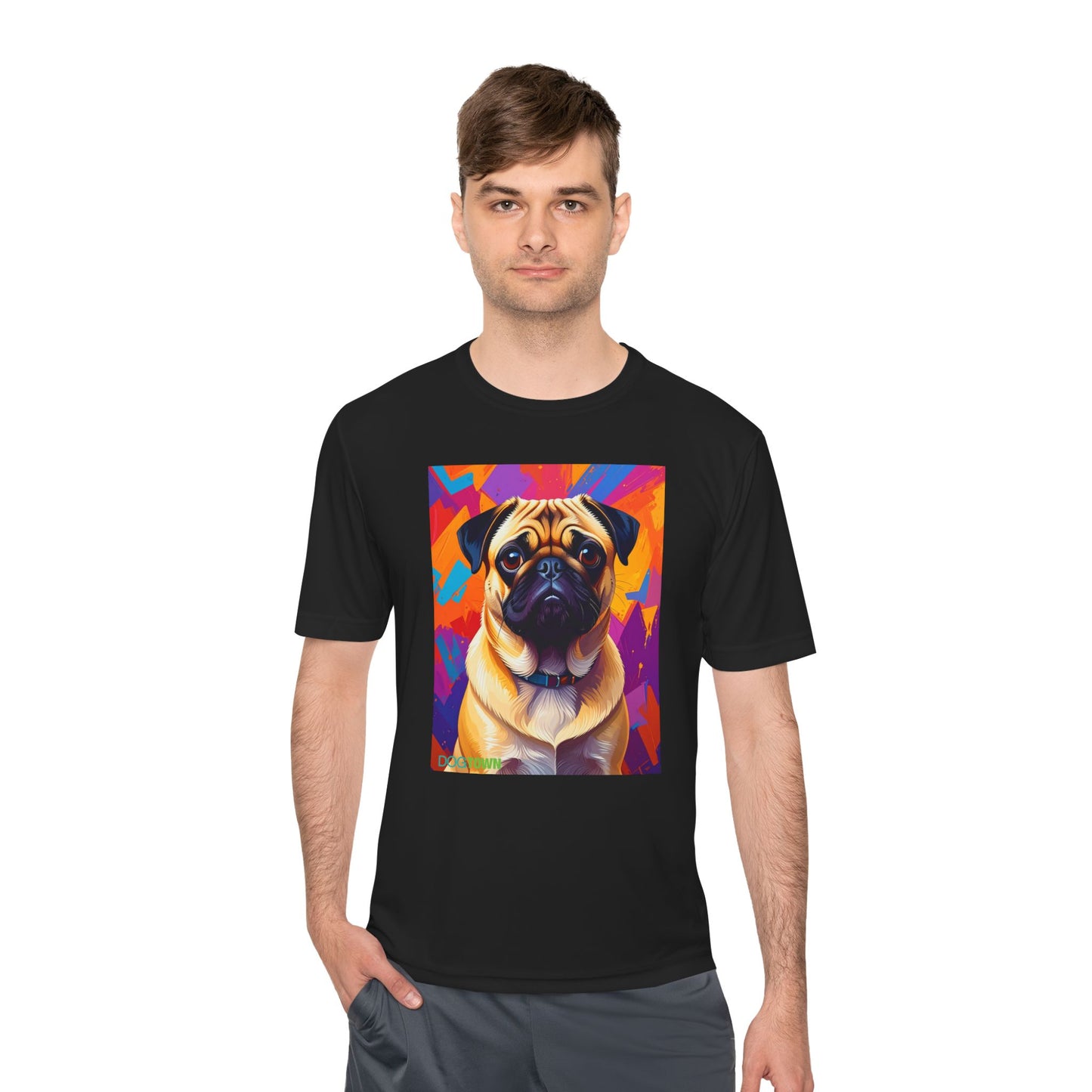Pup Art Canvas Unisex Moisture Wicking Tee (Pug)