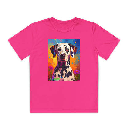Pup Art Canvas - Kid's Sport Short Sleeve Tee (Dalmatian)