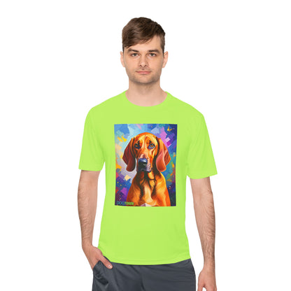 Pup Art Canvas Unisex Moisture Wicking Tee (Redbone Coonhound)
