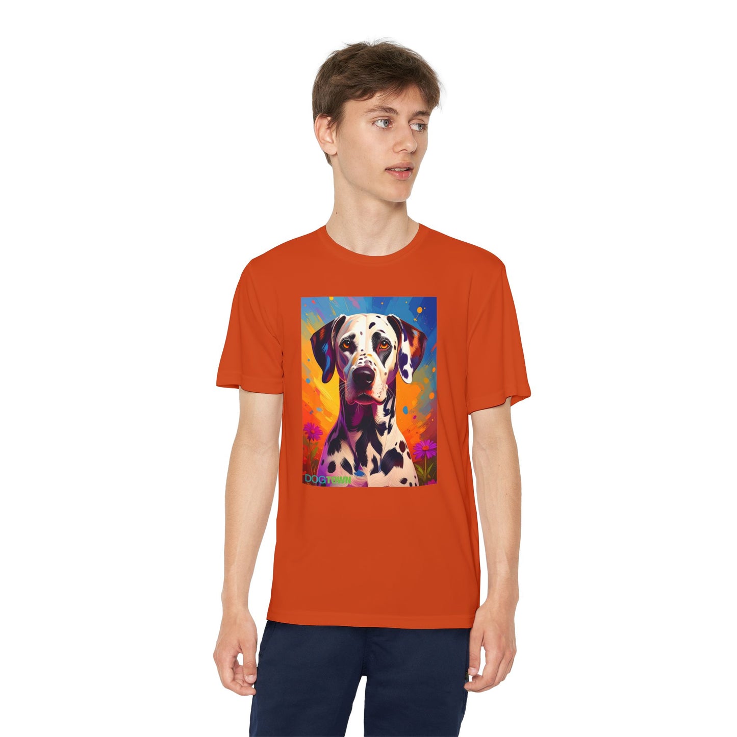 Pup Art Canvas - Kid's Sport Short Sleeve Tee (Dalmatian)