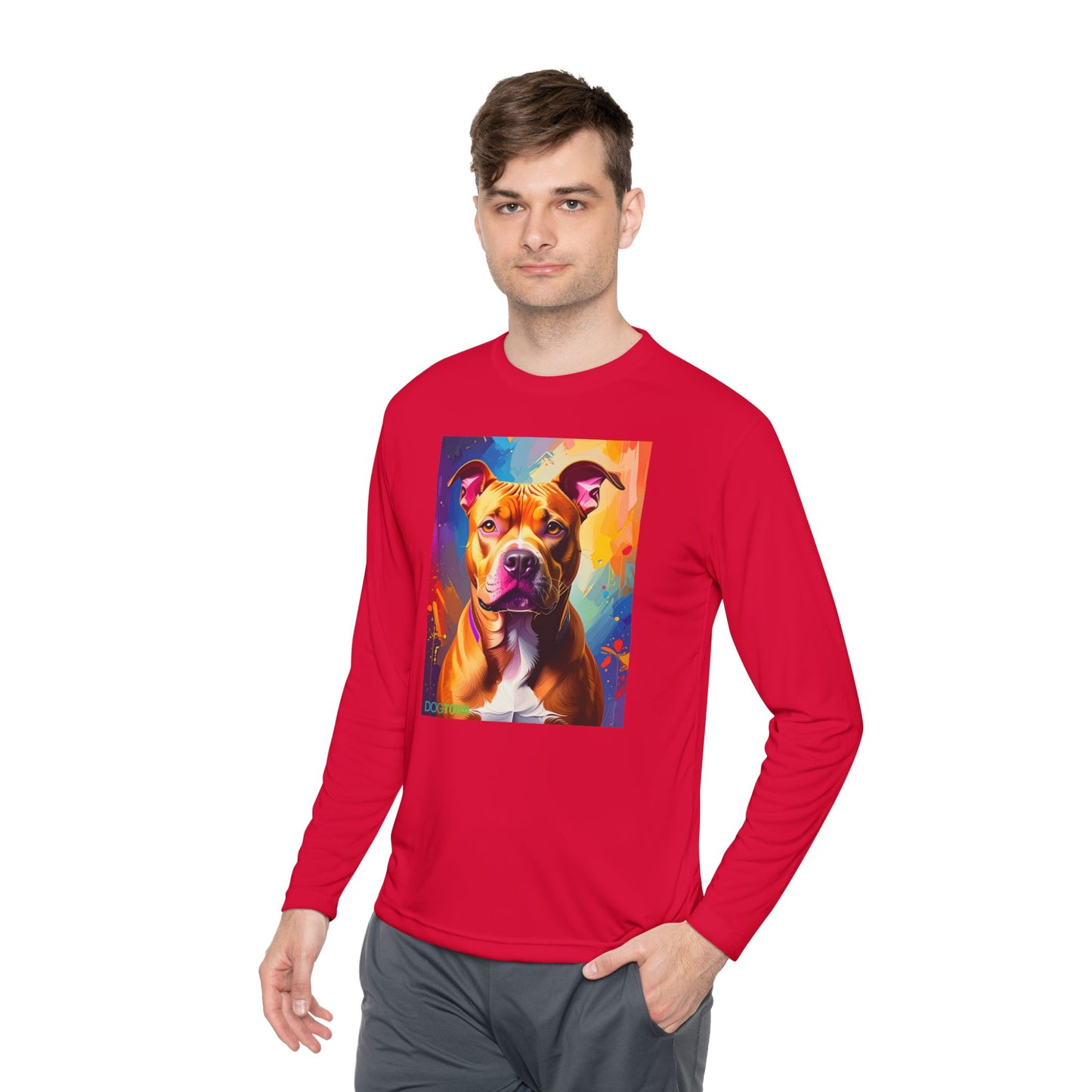 Pup Art Canvas Sport Long Sleeve Tee (Pit Bull)