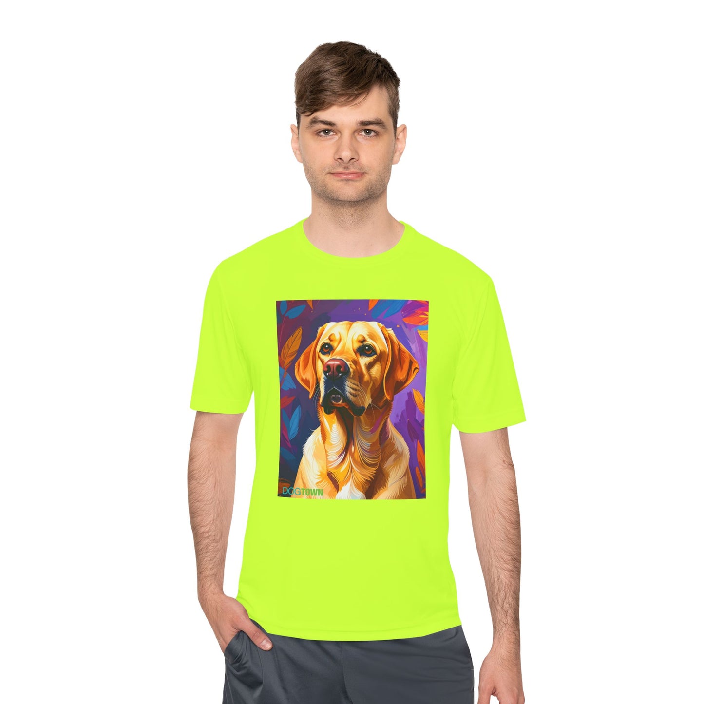 Pup Art Canvas Unisex Moisture Wicking Tee (Yellow Lab)