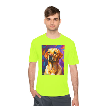 Pup Art Canvas Unisex Moisture Wicking Tee (Yellow Lab)