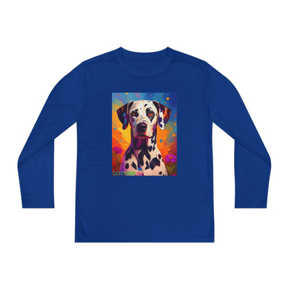 Pup Art Canvas - Kid's Sport Long Sleeve Tee (Dalmatian)