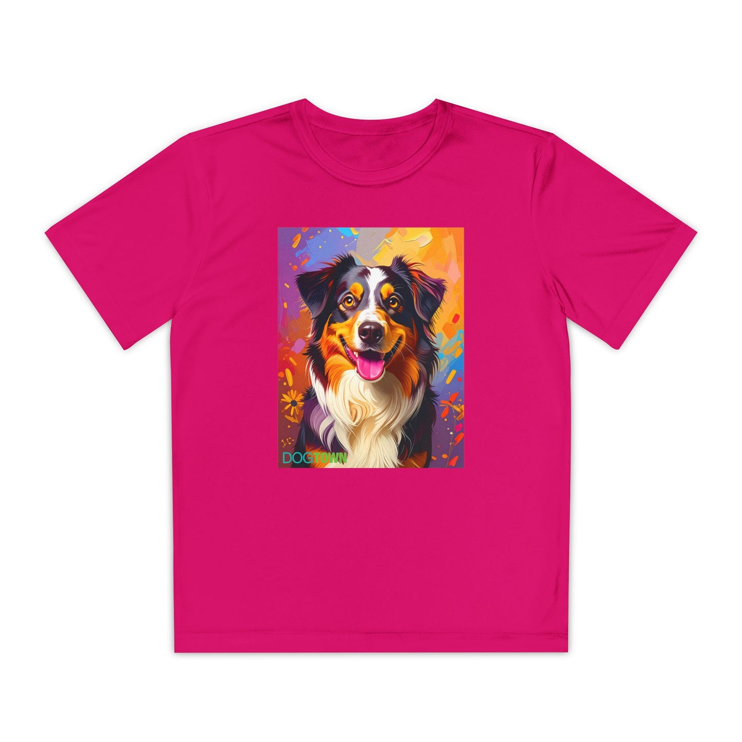 Pup Art Canvas - Kid's Sport Short Sleeve Tee (Australian Shepherd)
