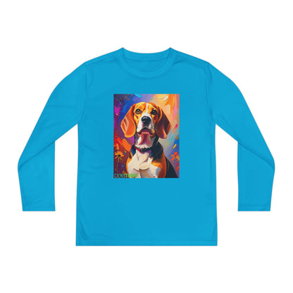 Pup Art Canvas - Kid's Sport Long Sleeve Tee (Beagle)