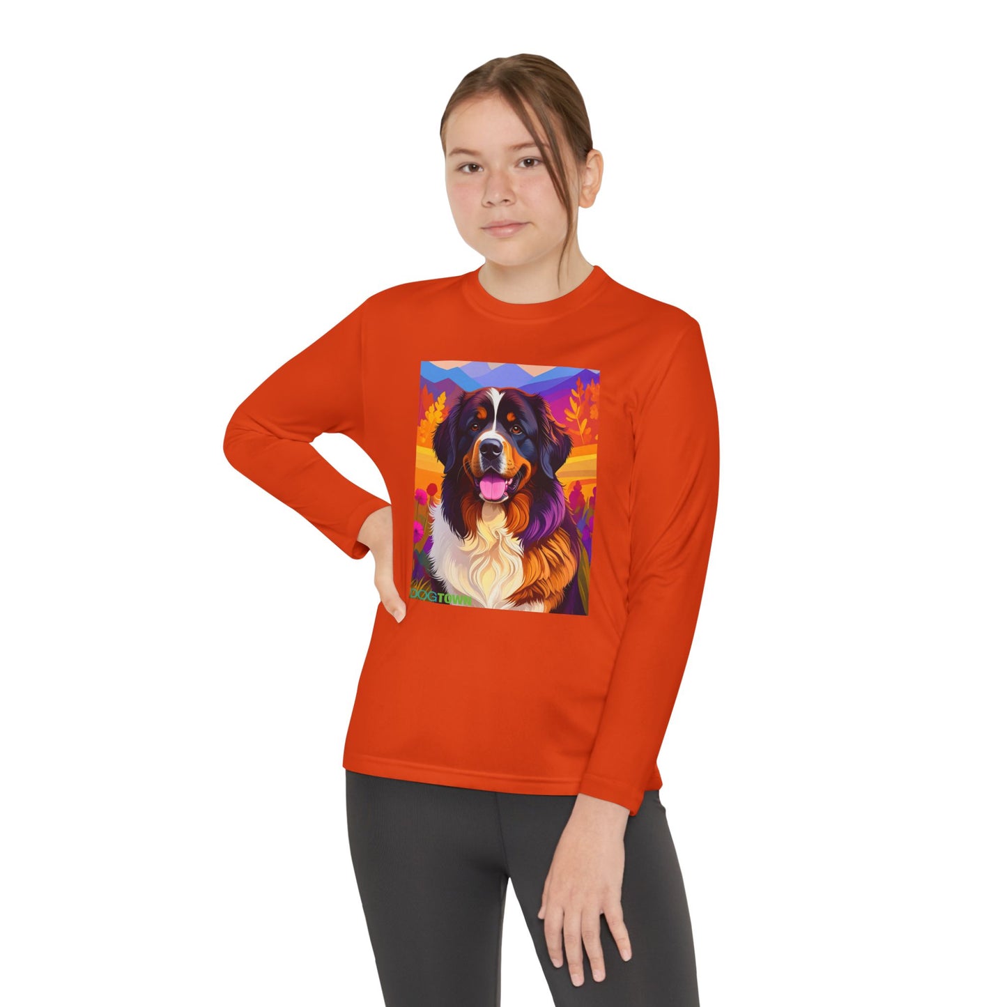Pup Art Canvas - Kid's Sport Long Sleeve Tee (Bernese Mountain Dog)