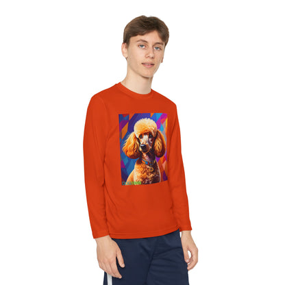 Pup Art Canvas - Kid's Sport Long Sleeve Tee (Toy Poodle)