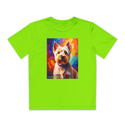 Pup Art Canvas - Kid's Sport Short Sleeve Tee (West Highland White Terrier)