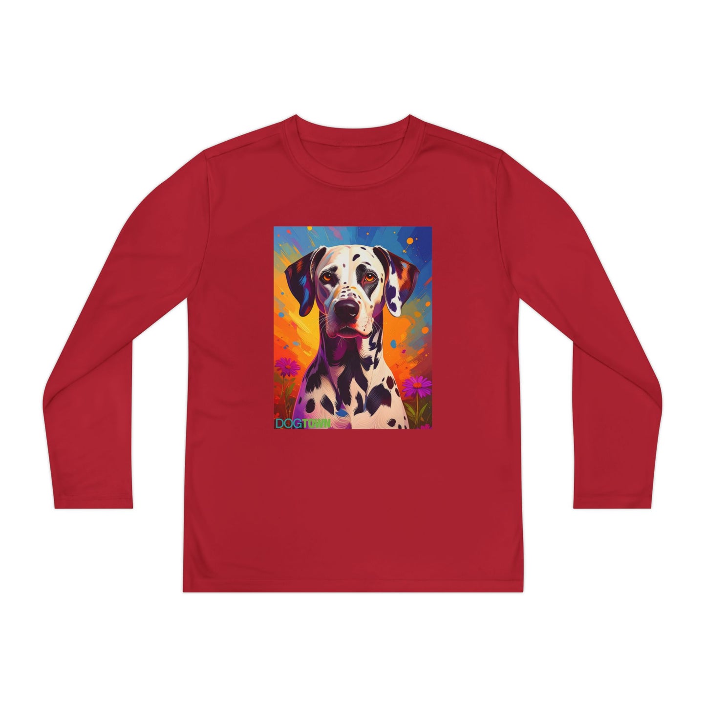 Pup Art Canvas - Kid's Sport Long Sleeve Tee (Dalmatian)