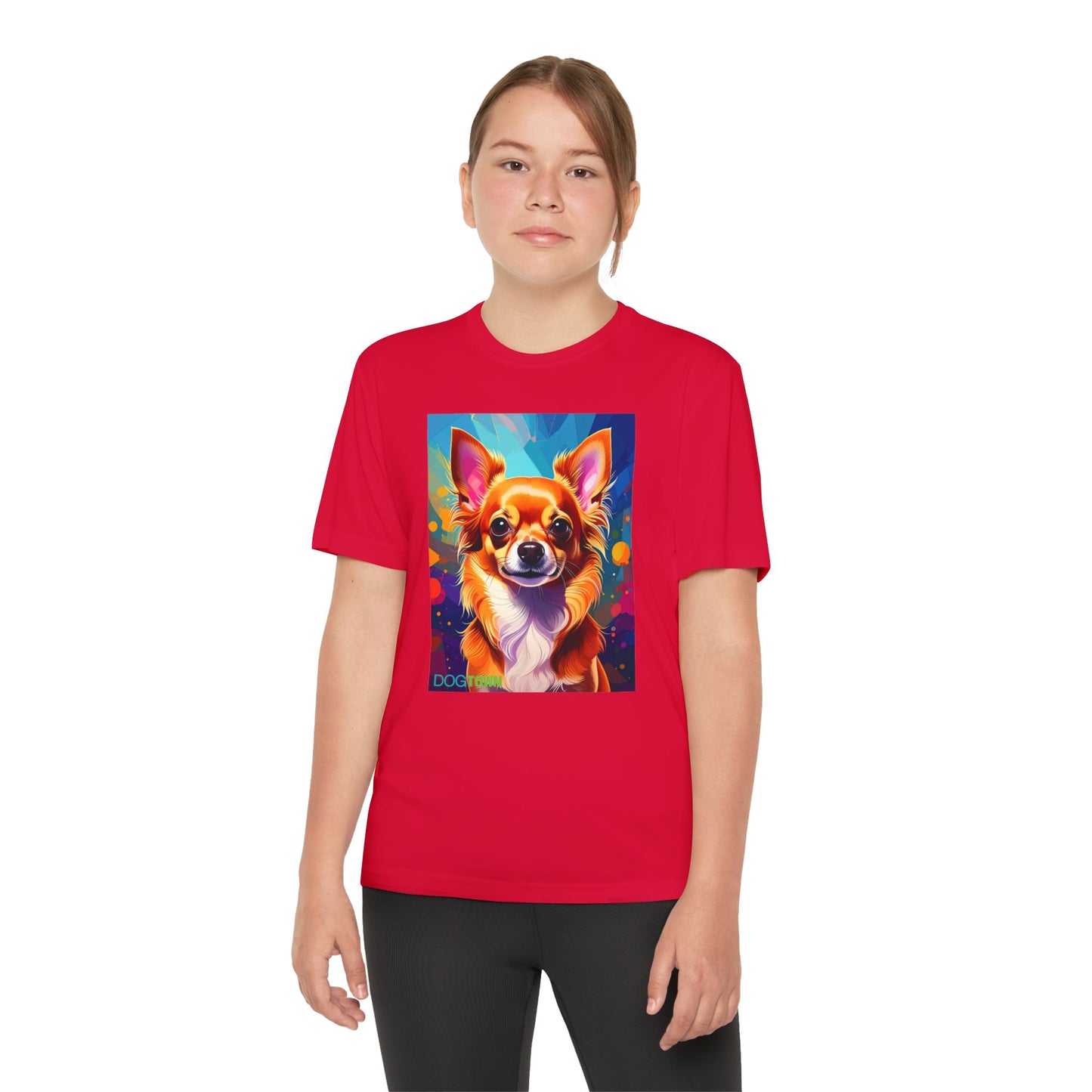 Pup Art Canvas - Kid's Sport Short Sleeve Tee (Chihuauha)