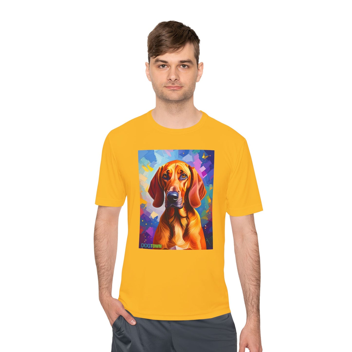 Pup Art Canvas Unisex Moisture Wicking Tee (Redbone Coonhound)
