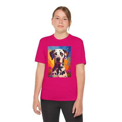 Pup Art Canvas - Kid's Sport Short Sleeve Tee (Dalmatian)