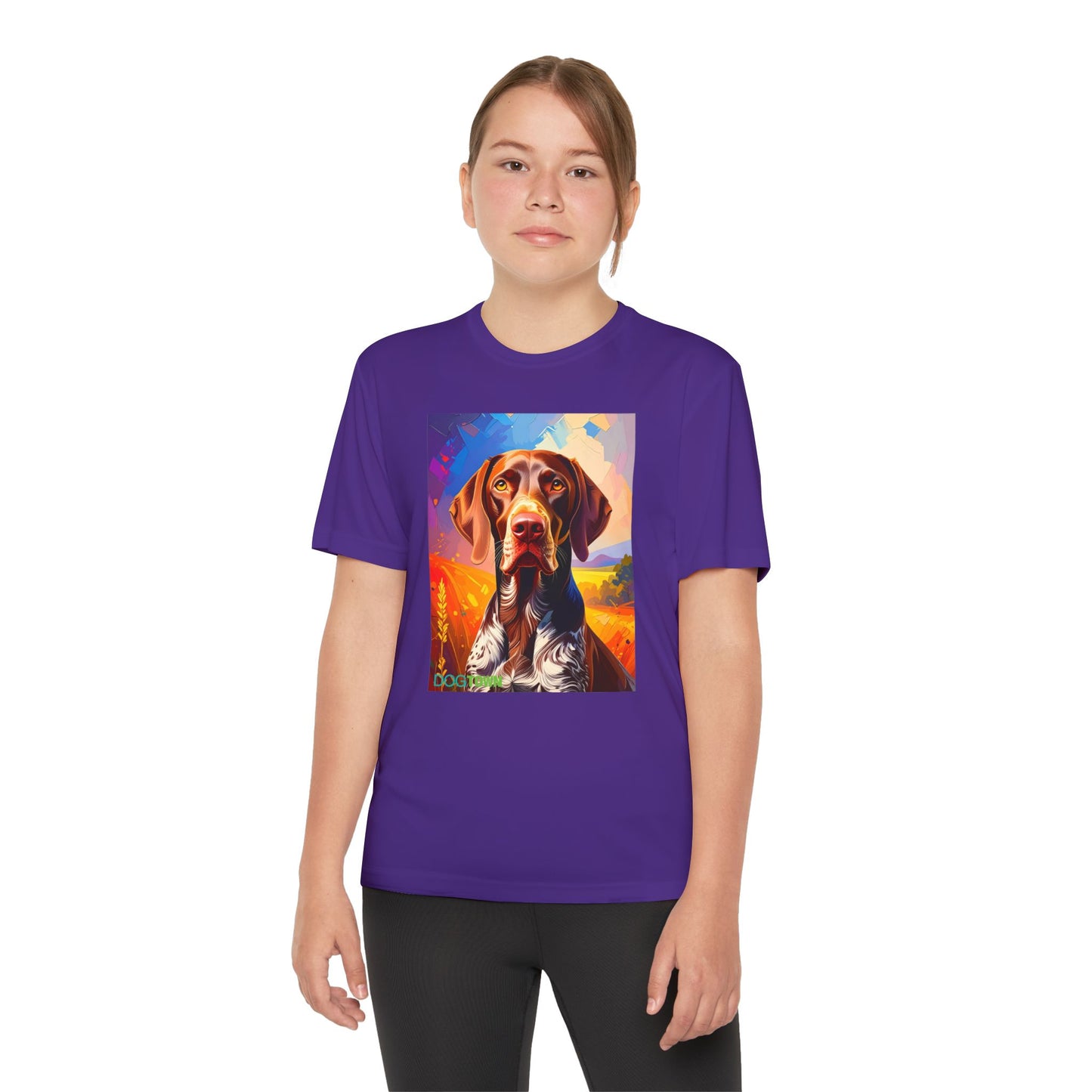 Pup Art Canvas - Kid's Sport Short Sleeve Tee (German Shorthaired Pointer)