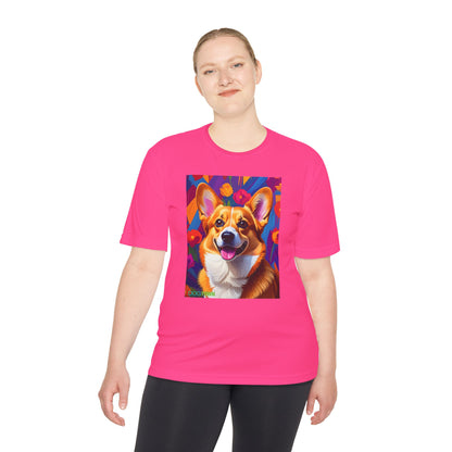 Pup Art Canvas Unisex Moisture Wicking Tee (Corgi)