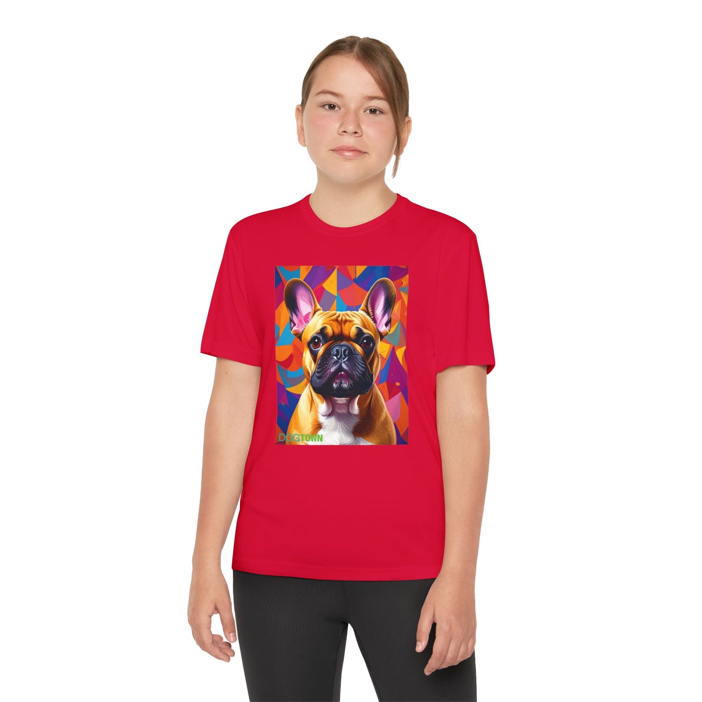 Pup Art Canvas - Kid's Sport Short Sleeve Tee (French Bulldog)