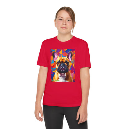 Pup Art Canvas - Kid's Sport Short Sleeve Tee (French Bulldog)