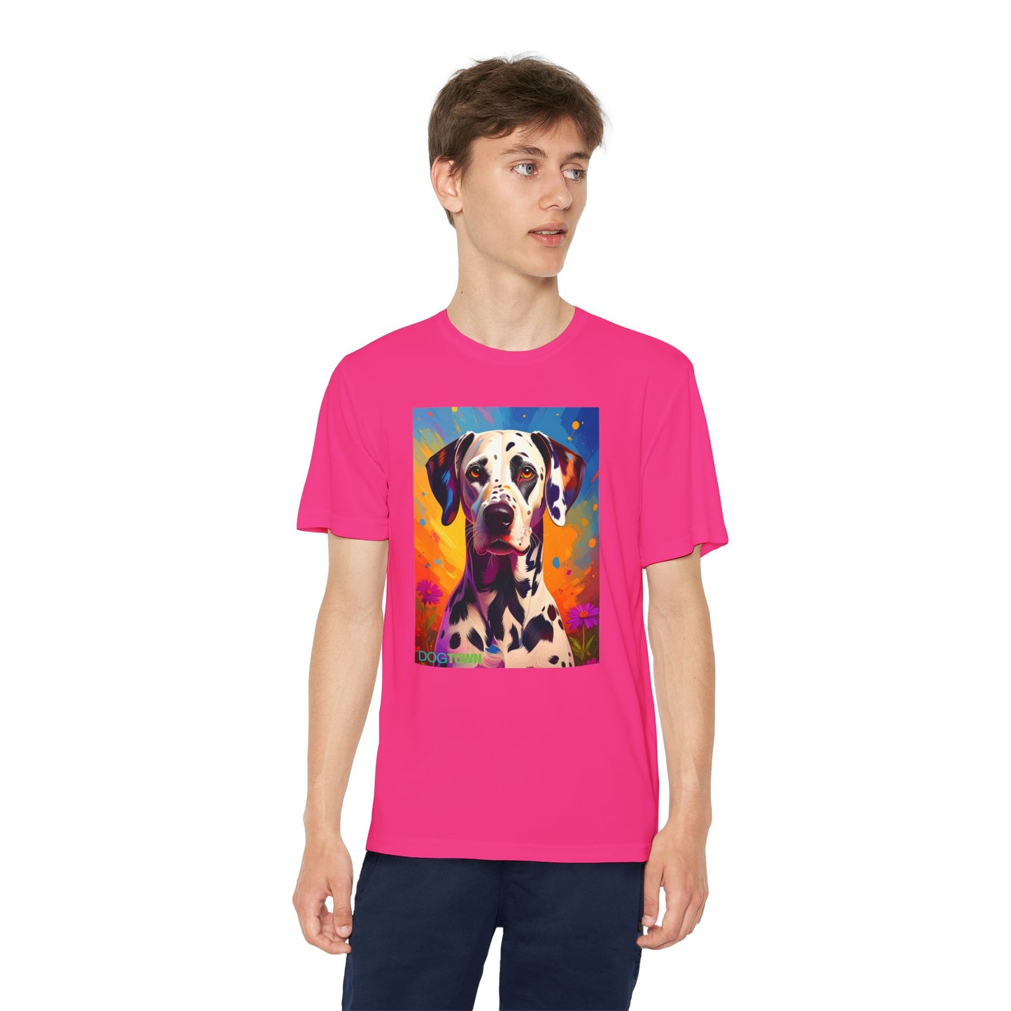 Pup Art Canvas - Kid's Sport Short Sleeve Tee (Dalmatian)